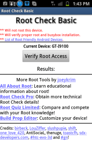 Tryck på Verifiera root-åtkomst