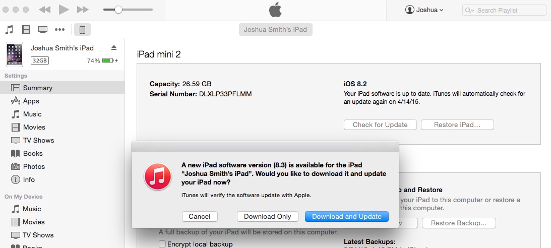 Så här installerar du iOS 8.3-uppdateringsformuläret iTunes.