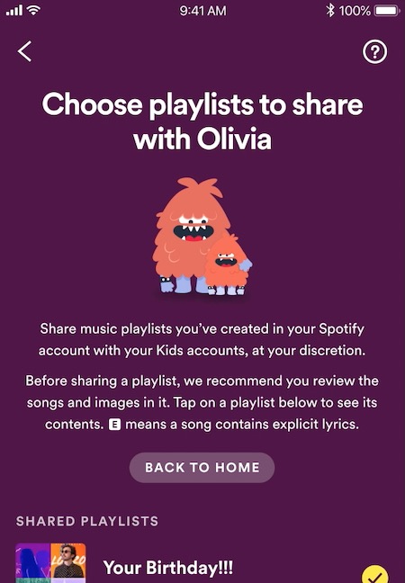 Dela dina favoritlåtar med ditt barn med hjälp av Spotify Kids App Delade spellistor