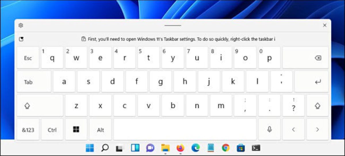 Bild som visar Windows 11 virtuellt tangentbord