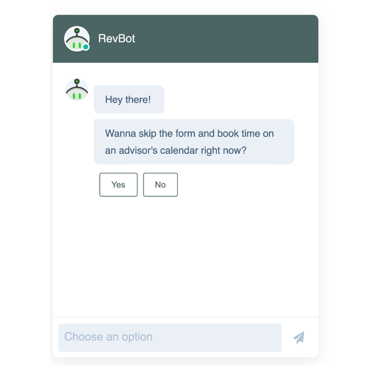 HubSpot Chatbots alternativ att prata med en person.