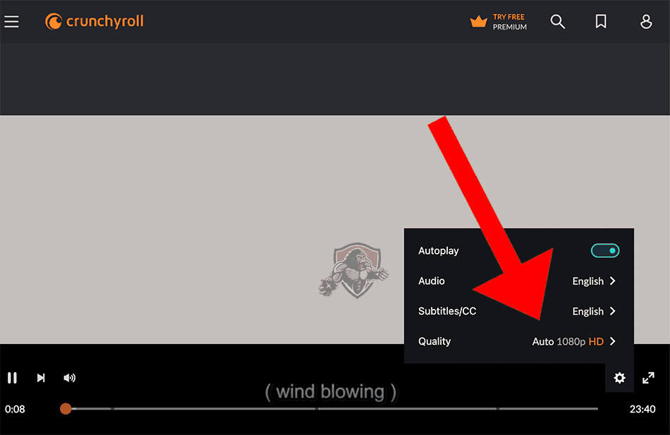 Crunchyroll kvalitetsinställningar