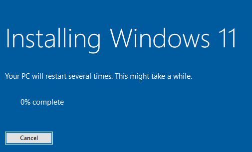 uppgradering till Windows 11 pc kommer att starta om några gånger